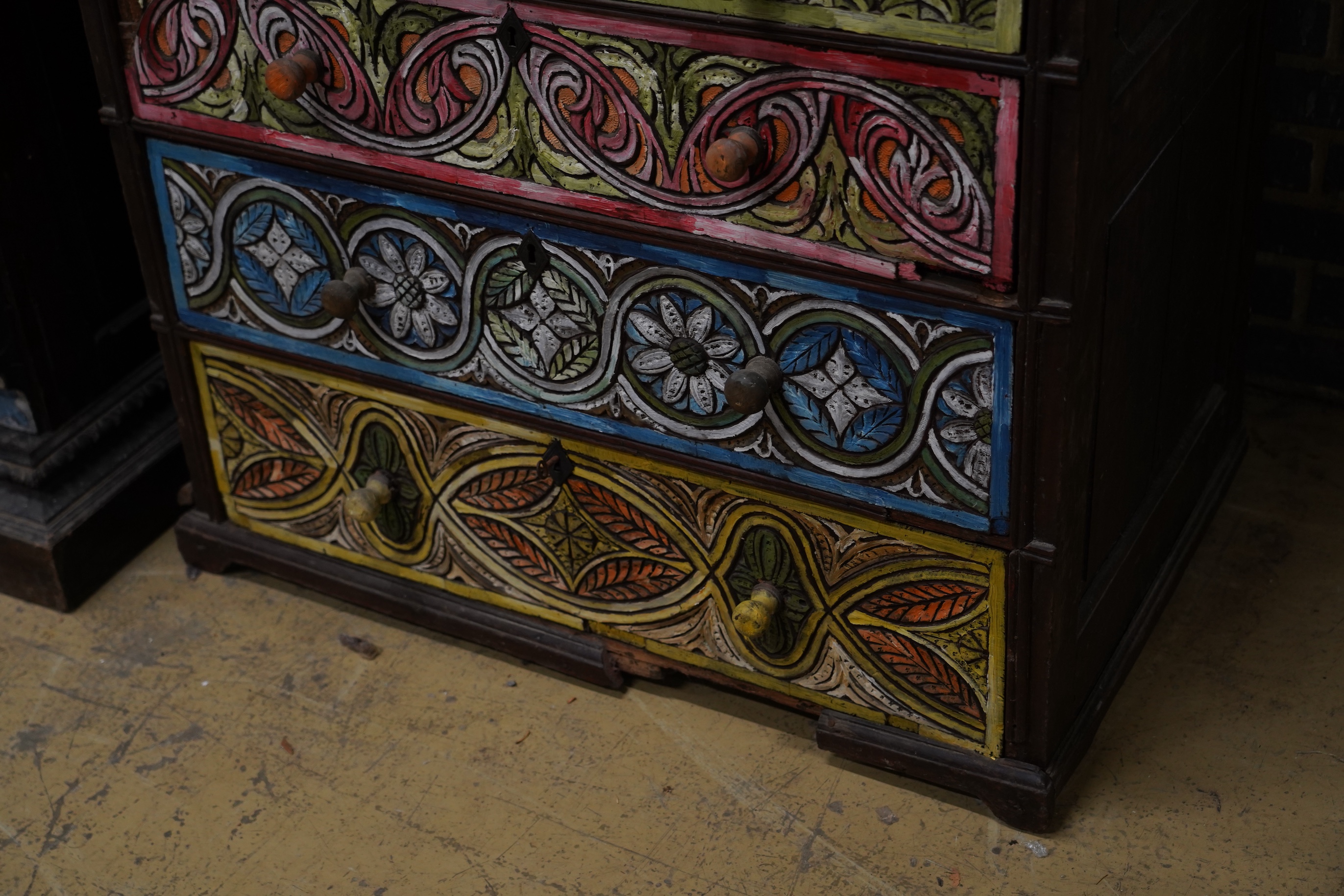John Bratby (1928-1992): An oak bureau, polychrome decorated by the artist